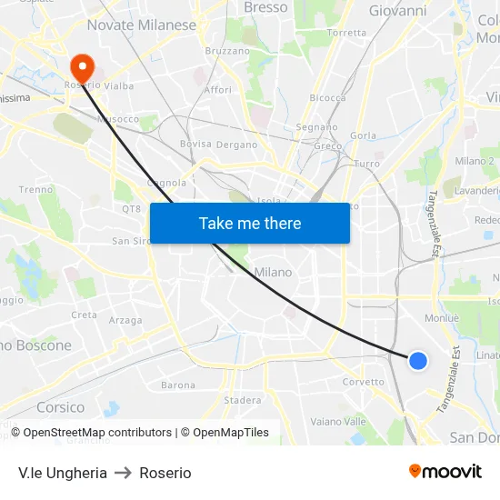 Ungheria Avenue to Roserio map