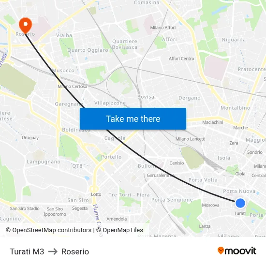 Turati M3 to Roserio map