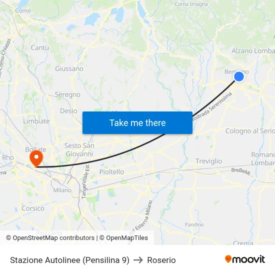 Stazione Autolinee (Pensilina 9) to Roserio map