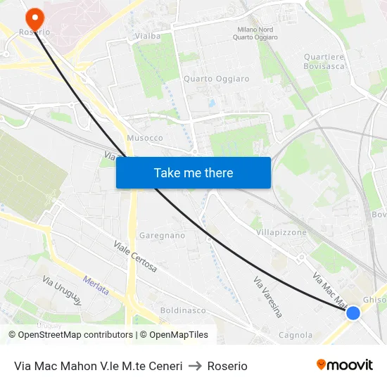 Mac Mahon Street Monte Ceneri Avenue to Roserio map