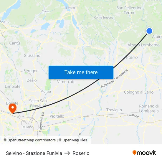 Selvino - Stazione Funivia to Roserio map