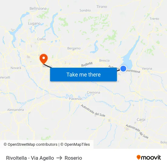 Rivoltella - Via Agello to Roserio map