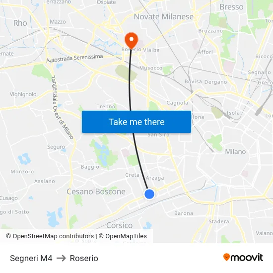 Segneri M4 to Roserio map