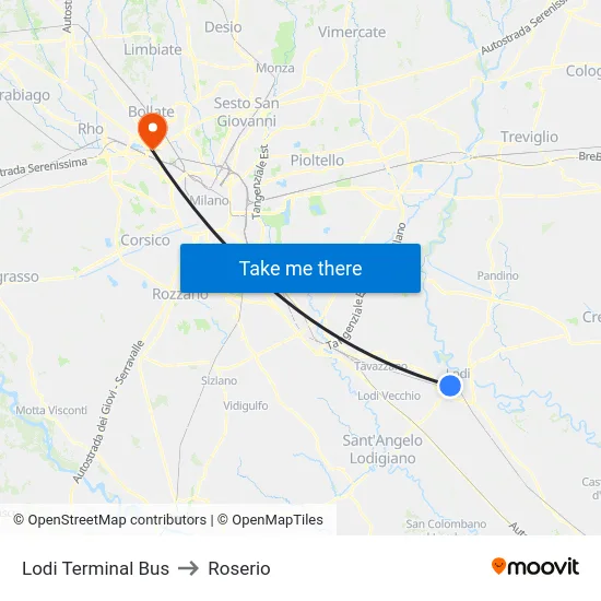 Lodi Terminal Bus to Roserio map