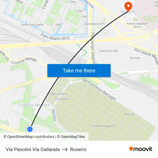 Pasolini Street Gallarate Street to Roserio map