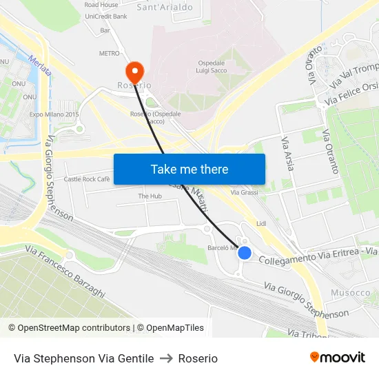 Via Stephenson Via Gentile to Roserio map