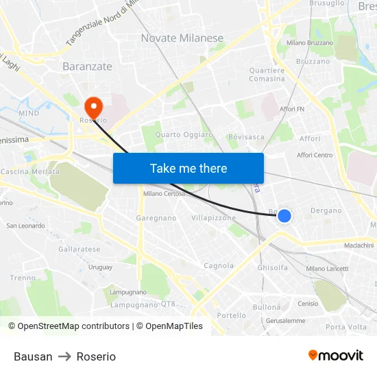 Bausan to Roserio map