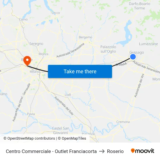 Centro Commerciale - Outlet Franciacorta to Roserio map