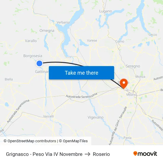 Grignasco - Peso Via IV November to Roserio map