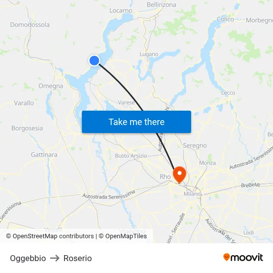 Oggebbio to Roserio map