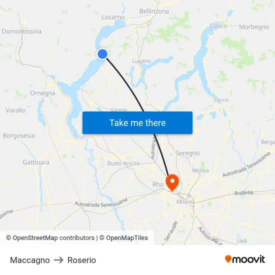 Maccagno to Roserio map