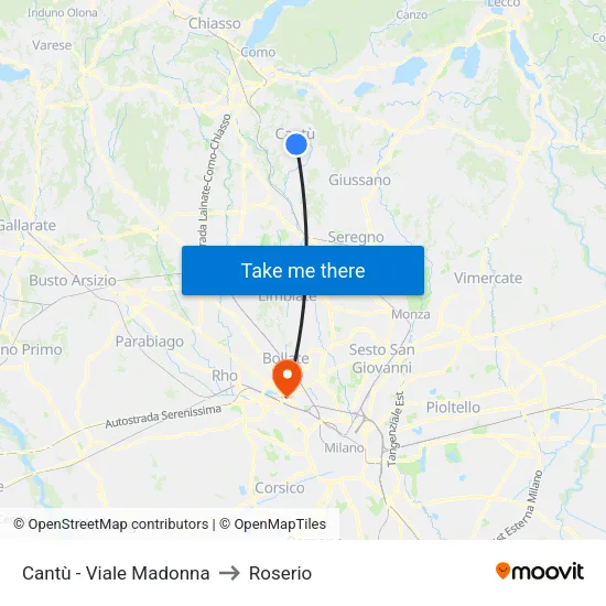 Cantù - Madonna Avenue to Roserio map