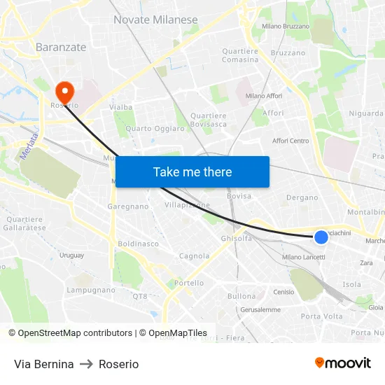 Bernina Street to Roserio map