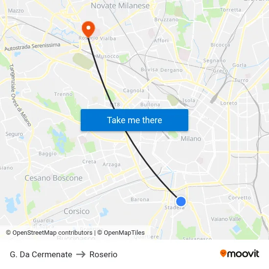 G. Da Cermenate to Roserio map