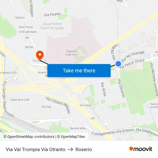 Val Trompia Street Otranto Street to Roserio map