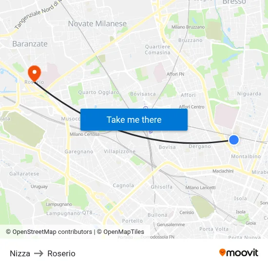 Nice to Roserio map