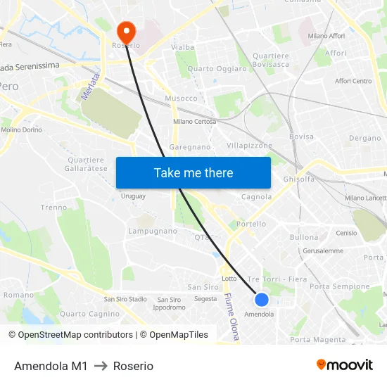 Amendola M1 to Roserio map