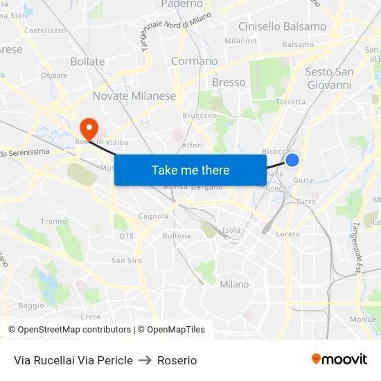 Rucellai Street Pericle Street to Roserio map