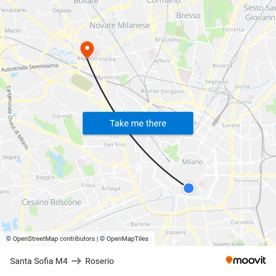 Santa Sofia M4 to Roserio map