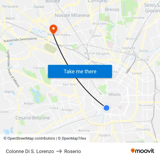 Colonne Di S. Lorenzo to Roserio map