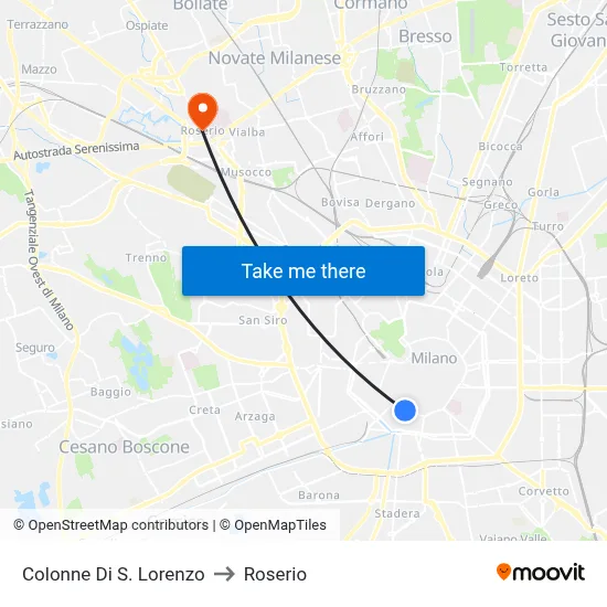 Columns Of St. Lorenzo to Roserio map
