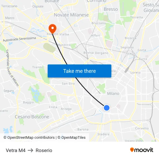 Vetra M4 to Roserio map