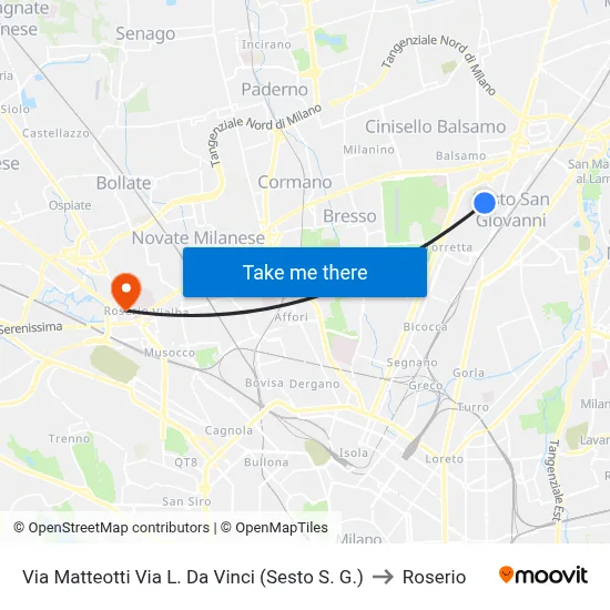 Via Matteotti Via L. Da Vinci (Sesto S. G.) to Roserio map