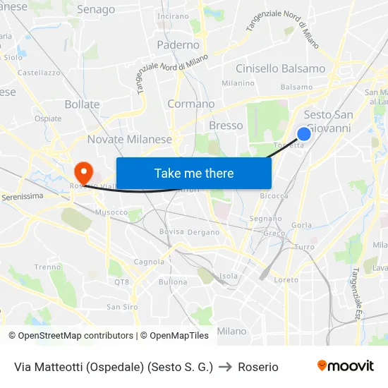 Via Matteotti (Hospital) (Sesto S. G.) to Roserio map