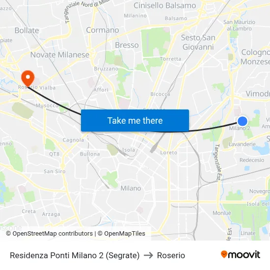 Residenza Ponti Milano 2 (Segrate) to Roserio map
