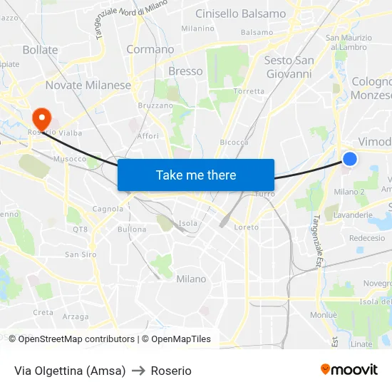 Via Olgettina (Amsa) to Roserio map