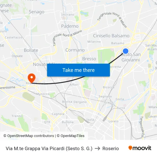 Via M.te Grappa Via Picardi (Sesto S. G.) to Roserio map