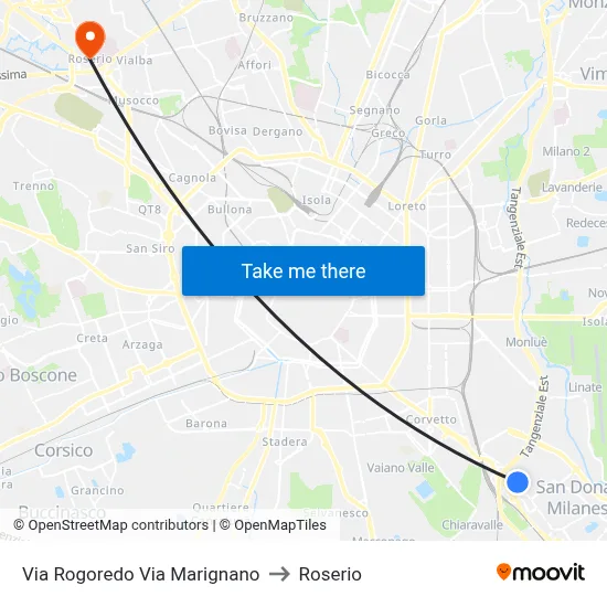 Rogoredo Street Marignano Street to Roserio map