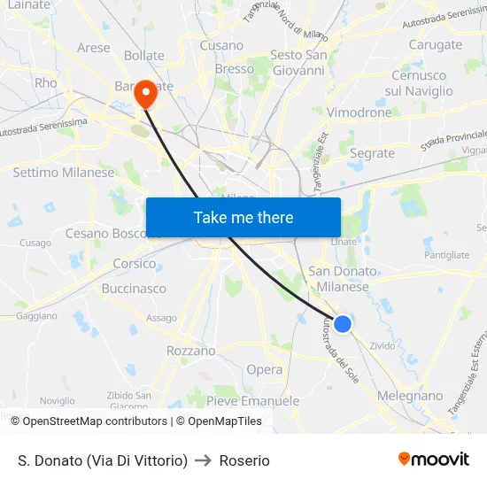 S. Donato (Via Di Vittorio) to Roserio map
