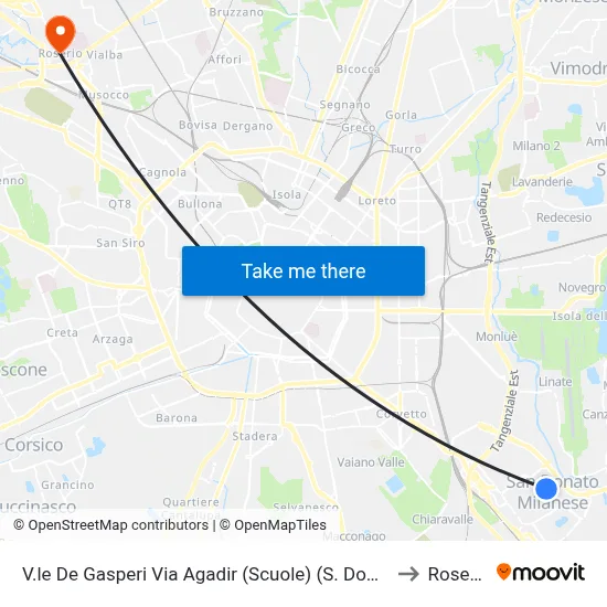 De Gasperi Avenue Agadir Street (Schools) (San Donato) to Roserio map
