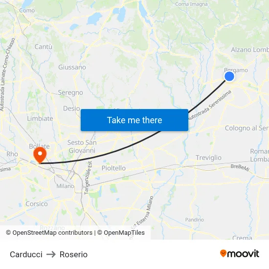 Carducci to Roserio map