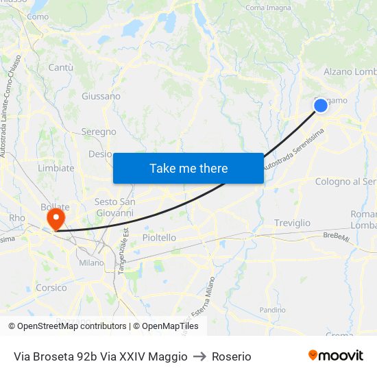 Via Broseta 92b Via XXIV Maggio to Roserio map