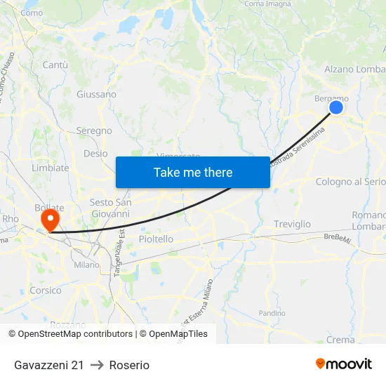 Gavazzeni 21 to Roserio map