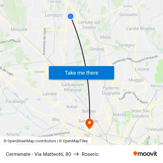 Cermenate - Via Matteotti, 80 to Roserio map