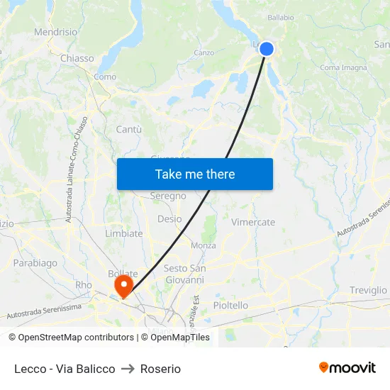 Lecco - Balicco Street to Roserio map