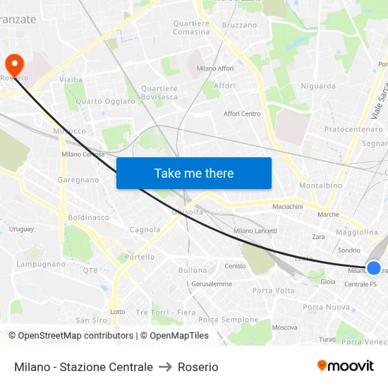 Milano - Stazione Centrale to Roserio map