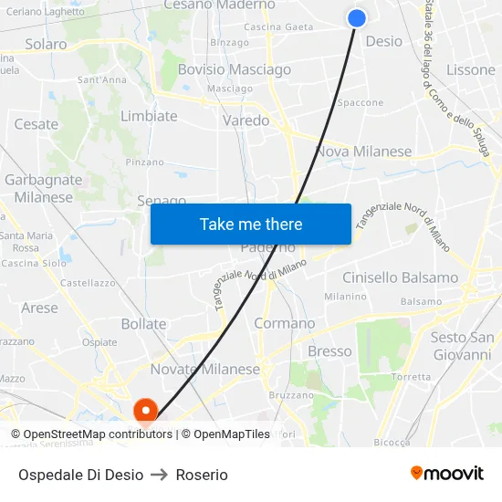 Ospedale Di Desio to Roserio map