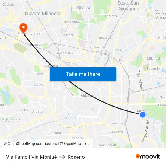 Via Fantoli Via Monluè to Roserio map