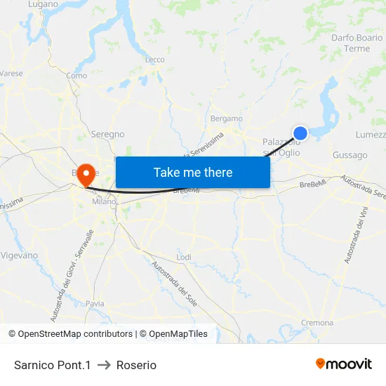 Sarnico Pont.1 to Roserio map