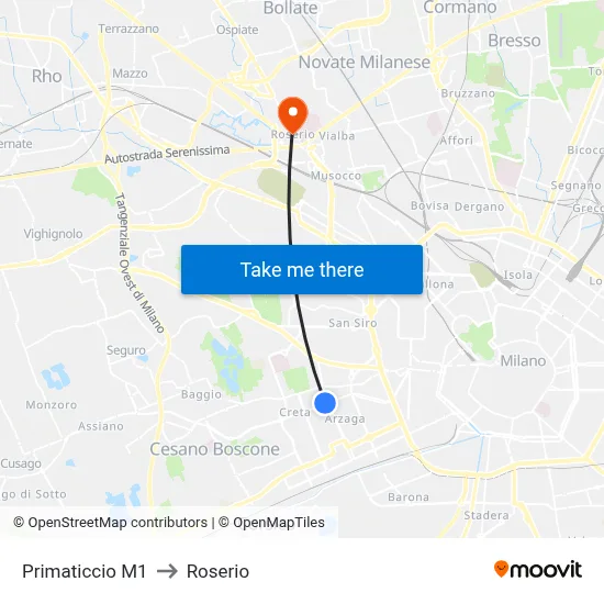 Primaticcio M1 to Roserio map