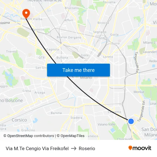 Via Monte Cengio Via Freikofel to Roserio map