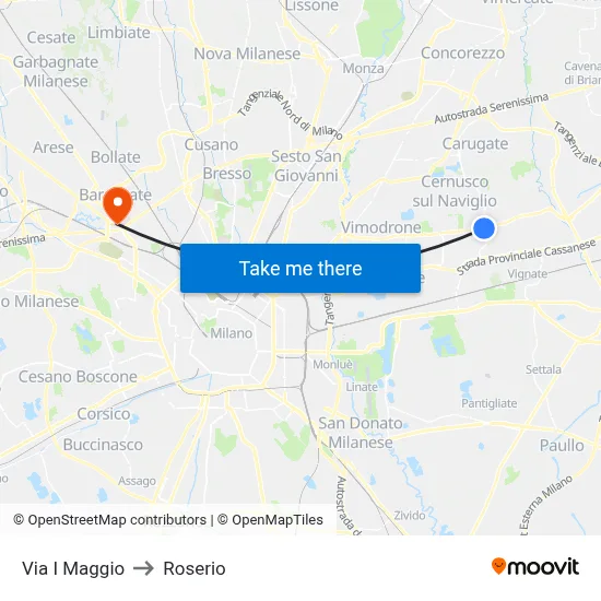 Via I Maggio to Roserio map