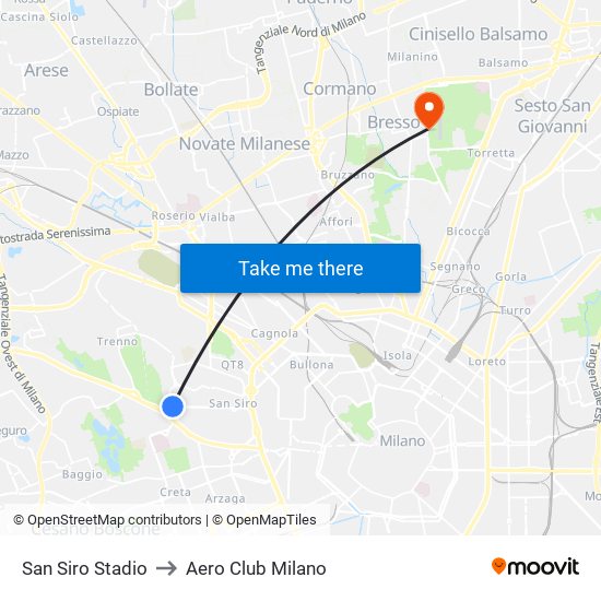 San Siro Stadio to Aero Club Milano map