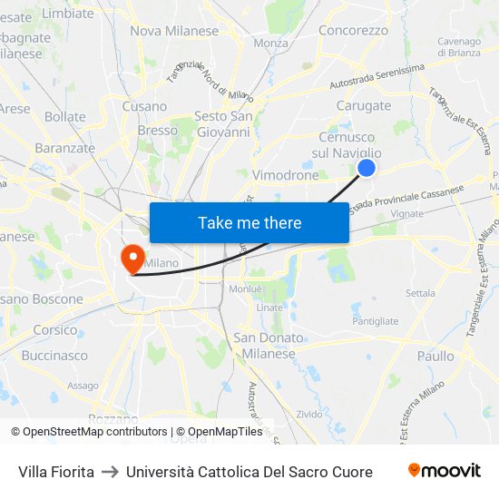 Villa Fiorita to Università Cattolica Del Sacro Cuore map