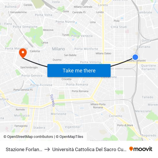 Stazione Forlanini to Università Cattolica Del Sacro Cuore map