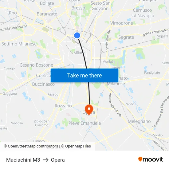 Maciachini M3 to Opera map